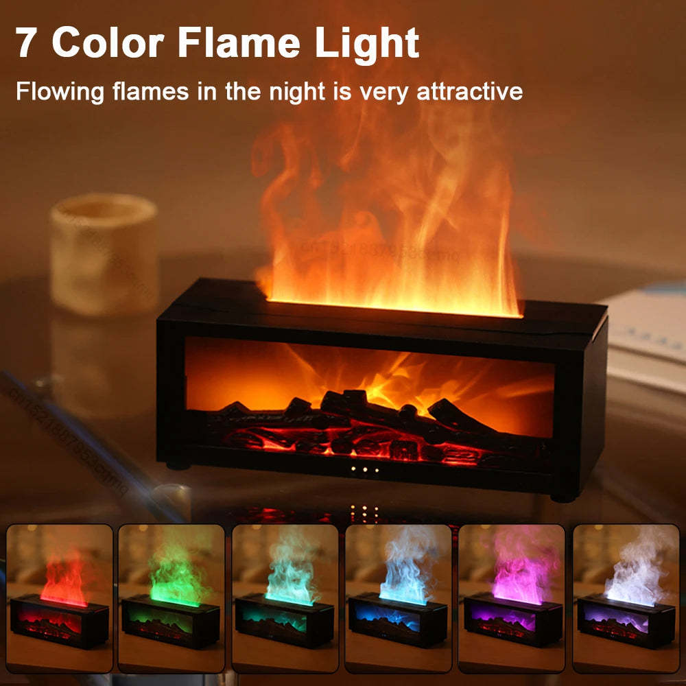 "Flame Aromatherapy Diffuser – Colorful Essential Oil Humidifier with 3D Flame Effect for Home"