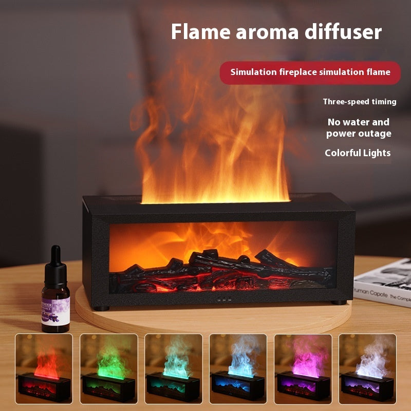 "Flame Aromatherapy Diffuser – Colorful Essential Oil Humidifier with 3D Flame Effect for Home"