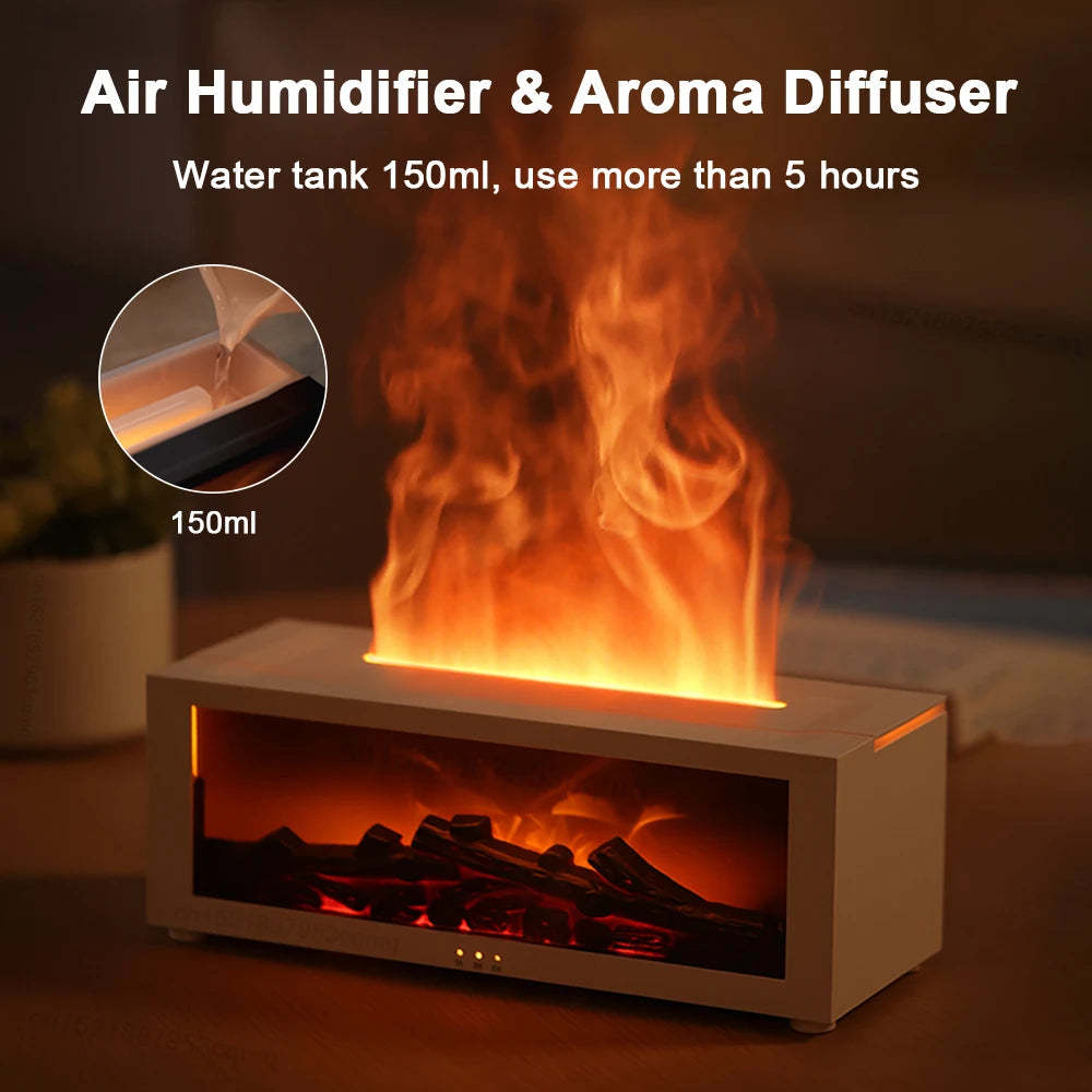 "Flame Aromatherapy Diffuser – Colorful Essential Oil Humidifier with 3D Flame Effect for Home"