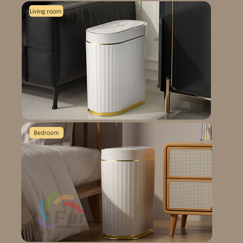 "Smart Automatic Trash Can with Lid – Ideal for Bedroom, Living Room, Kitchen, or Car"