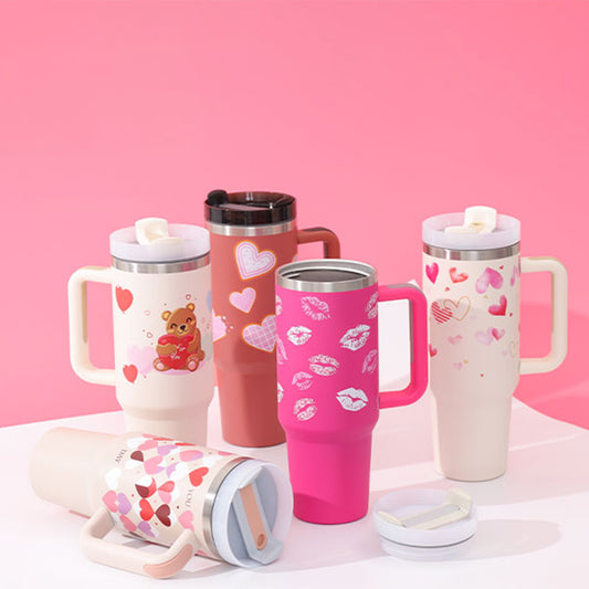 “40oz Insulated Tumbler with Handle, Straw & Spill-Proof Lid — Stainless Steel Vacuum Mug for Travel, Gym, Office & Gifts”